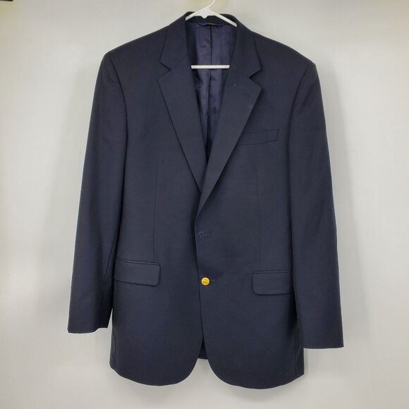 Brooks Brothers 100% Wool Fabric By Loro Piana Navy Blue Blazer Suit Jacket 41 - Picture 1 of 15